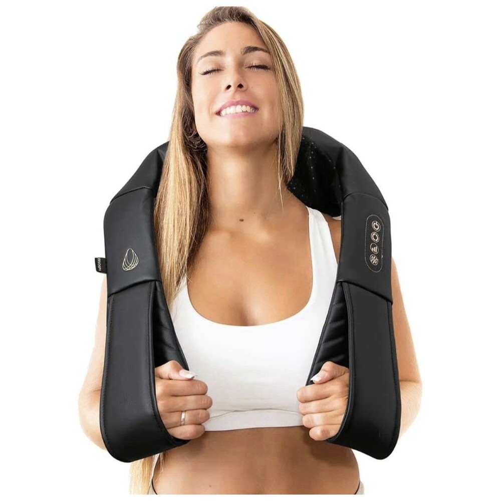 InvoSpa Shiatsu Neck and Back Massager with Heat - 8 Massage Rollers/ 3 Speeds..
